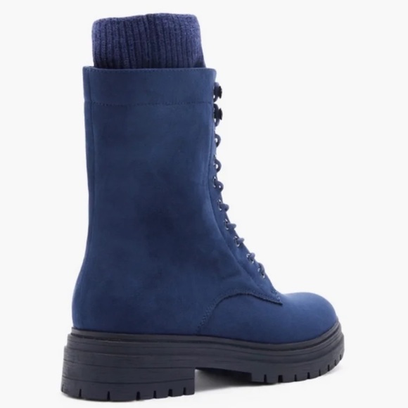 Navy Blue Lace-Up Boot - Picture 3 of 6